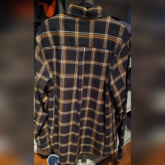 Dixxon The Podium Black and Yellow Plaid Flannel Shirt - Picture 3 of 4